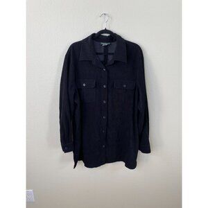 Harvé Benard Womens Black Button-Down Long Sleeve Shirt Size 2X Polyester Blend